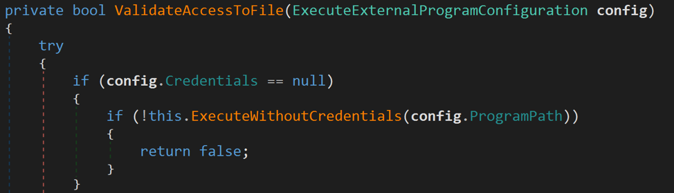 ExecuteWithoutCredentials