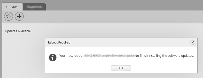Machine generated alternative text: updates updates Available Reboot Required o You must finish installing the software updates. 