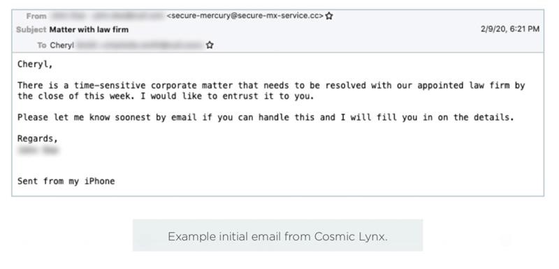 Example BEC email targeting a company executive