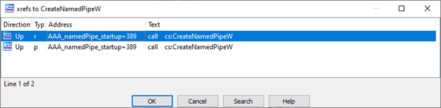 CreateNamedPipeW IDA-Pro Xrefs Popup | VerSprite Security Research Group