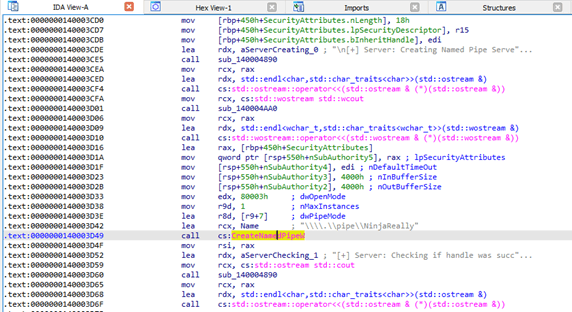 CreateNamedPipeW Xref's Location | VerSprite Cybersecurity